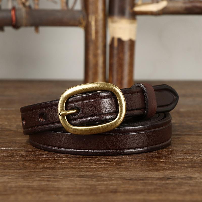 Retro Ins Style Belt Women's Fashion All-Match Genuine Cattlehide Leather Surface Jeans Decorative Thin Belt