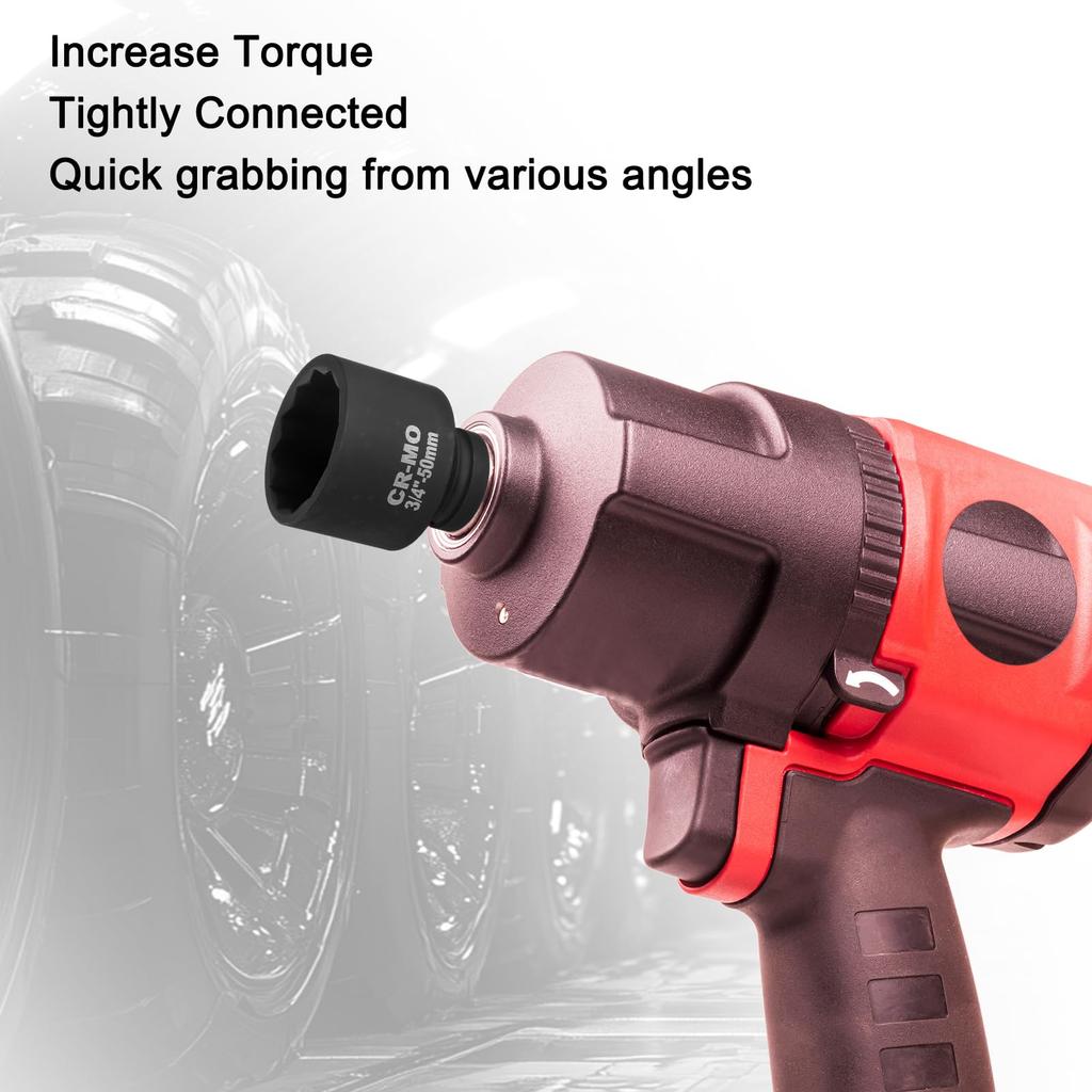 uxcell 2pcs 3/4 Inch Drive 12-Point Impact Socket 50mm Metric Spindle Axle Nut Socket Driver Wrench for Easy Removal of Automotive Repairs