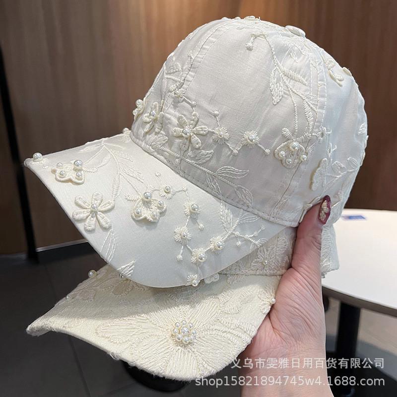 Floral Embroidery Baseball Hat With Curved Brim For Outdoor Sunshade Girls Boys