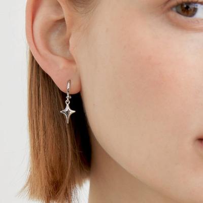 Halden Hanging Star Pendant One Touch Earrings (E039_silver)