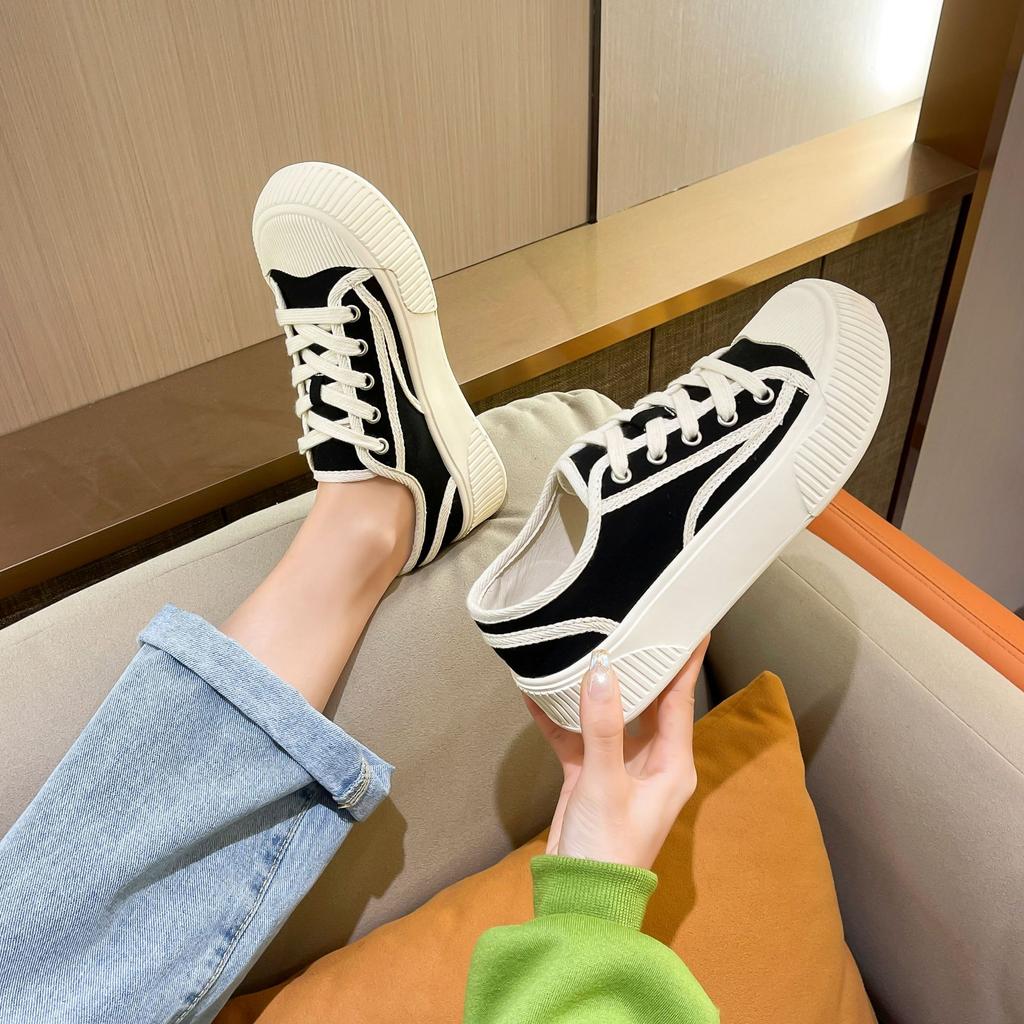 Canvas Shoes Women 'S  New Women 'S Shoes Sponge Cake Thick -Soled Biscuit Shoes Summer Breathable Dad Shoes Summer All -Match Tide