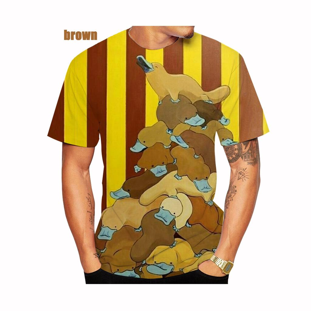 Nová móda Kreslený ptakopysk Vtipné 3D tištěné pánské/dámské tričko s krátkým rukávem velikosti XXS-5XL