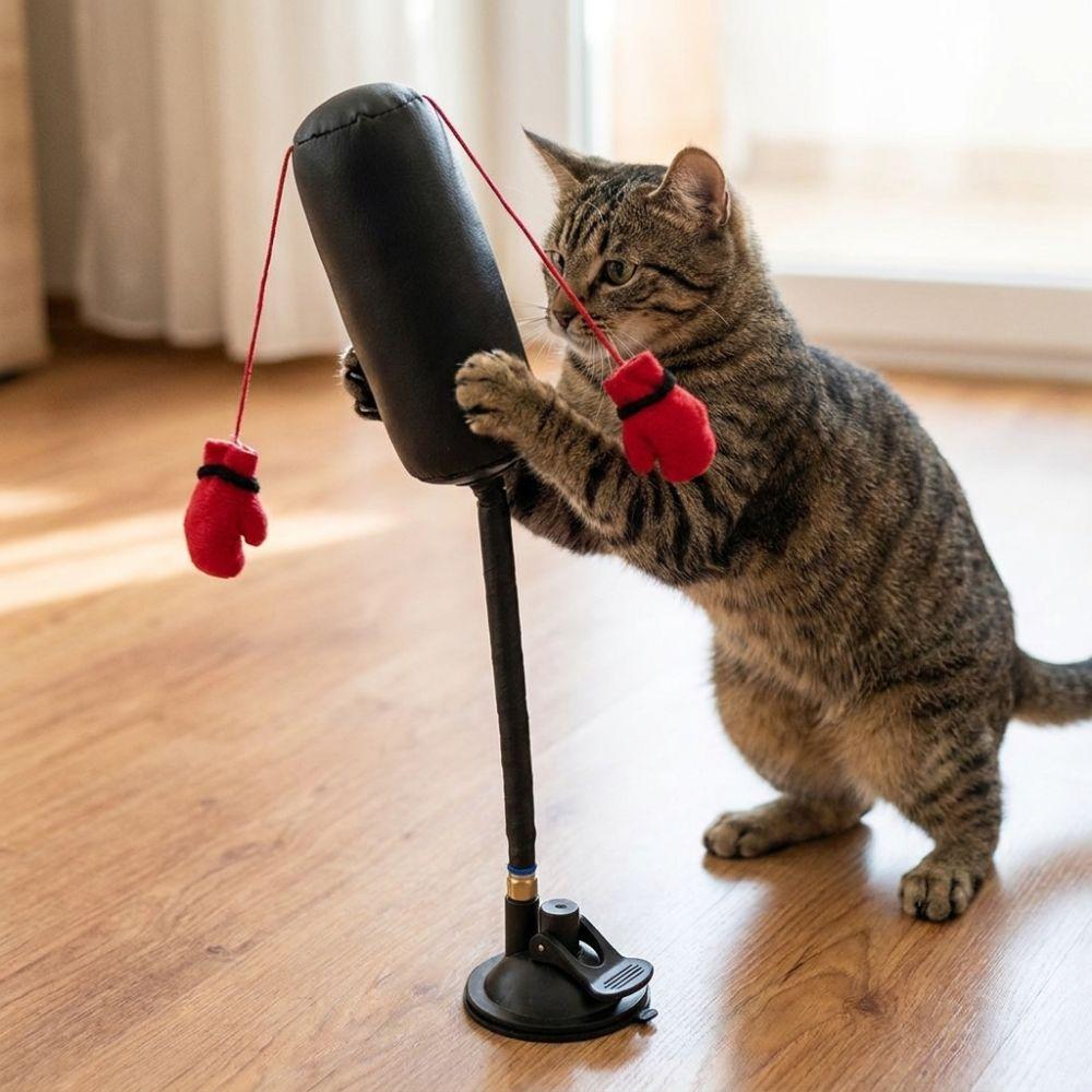 Self-standing Cat Boxing Toy Suction Cup Cat Boxing Game Interactive Cat Toy Feline Entertainment
