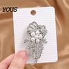 Elegant Lapel Pin Faux Pearl Rhinestone Flower Brooch, Electroplating Alloy for Fashion Brooch Accessory Women, Sweater Cardigan Coat Business