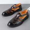 Trend Nieuwe Rome Puntige Neus Casual Leer Geperforeerd Ademende Schoenen voor Mannen Designer Sandalen Bruidsjurk Formele Platte Schoenen