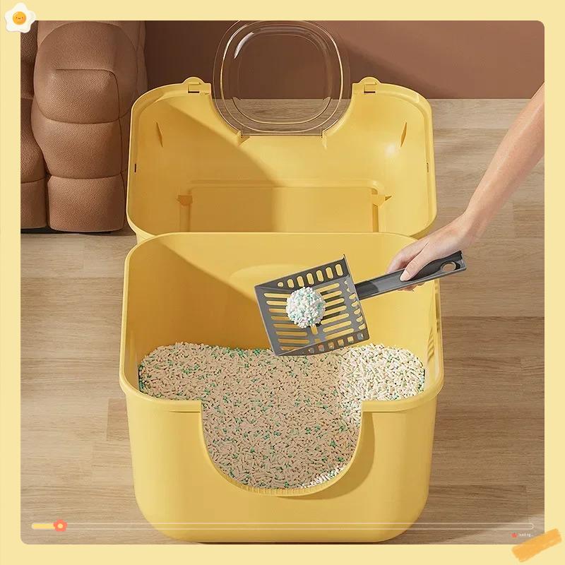 Totally Closed Cat Litter Box Large Capacity Cat Bedpans Anti-Spill & Sand-Leakage Pet Toilet Plastic Cat Sandbox Sanitary Tray