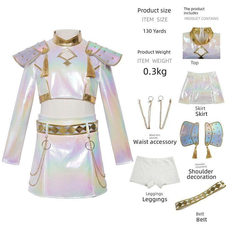 Foreign Trade Cosplay Halloween Laser Leather Costumes for Adults and Children, Anime Role-Playing Stage Costumes