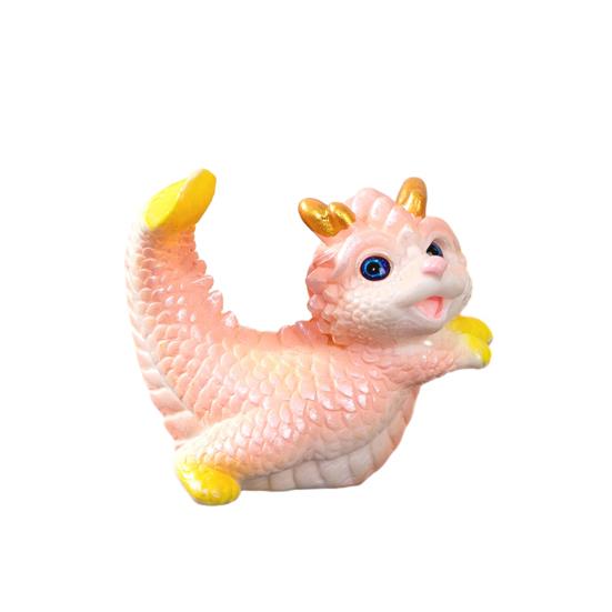 Mini Dragon Ornament Bright Colors Cute Dragon Figurine Resin Ornament for Home New Year Decorations KTY