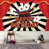 2D Magician Hat & Poker Cards Birthday Party Background