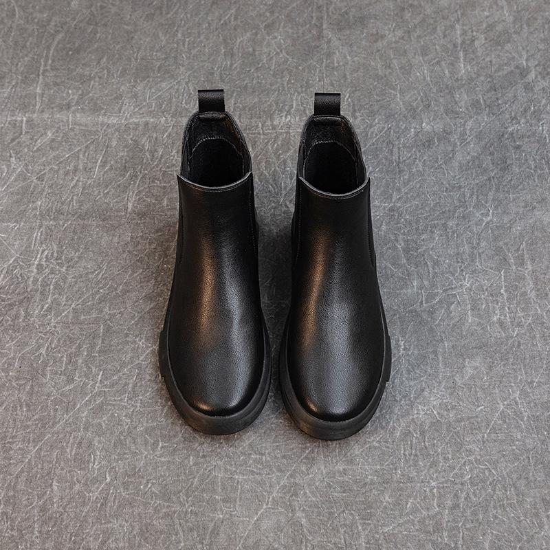 

Женские ботильоны челси из ретро-кожи на толстом каблуке - Теплые, с мягкой подошвой, ручной работы, в стиле Мартин 37