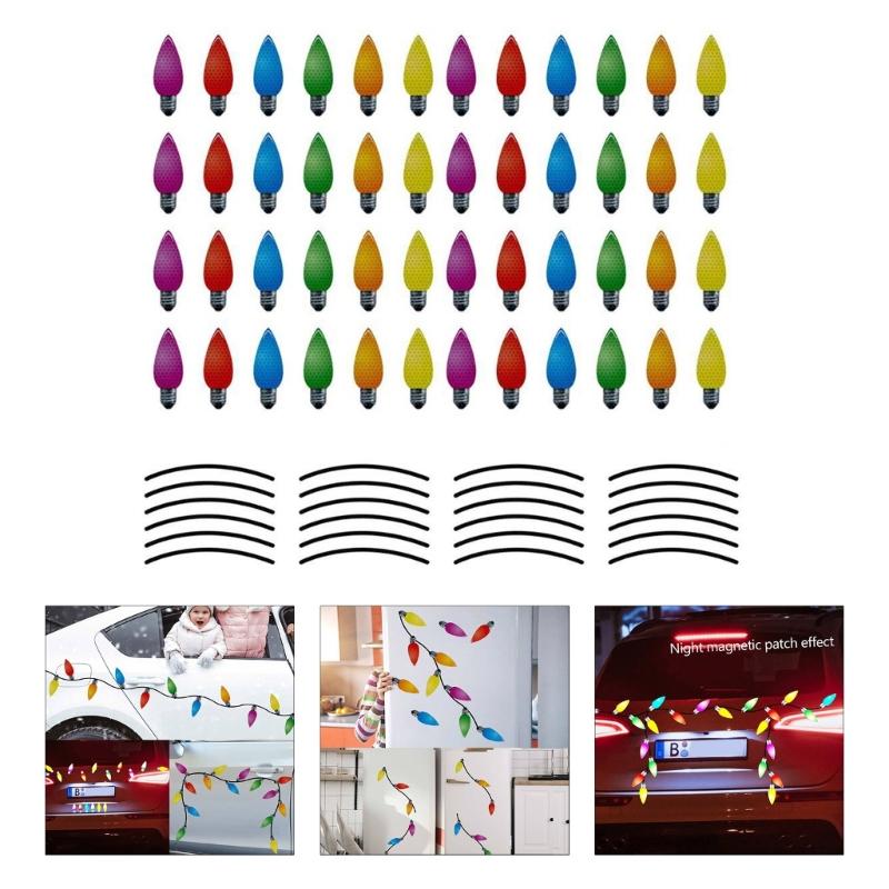 Christmas Light Bulb Line Stickers Magnetic Reflective XmasLights Bulb Sticker