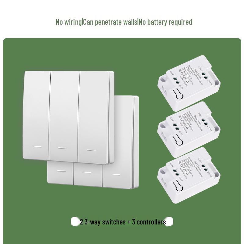 Battery-Free Wireless Switch: Easy Install, Multi-Control, Stick-On Design