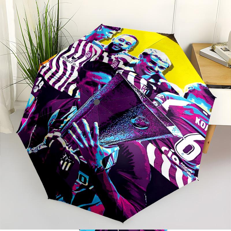 football club Print Automatic Open Close Umbrella, Portable Foldable Umbrella, for Outdoor Commute Camping Trip, Ideal Birthday Gift
