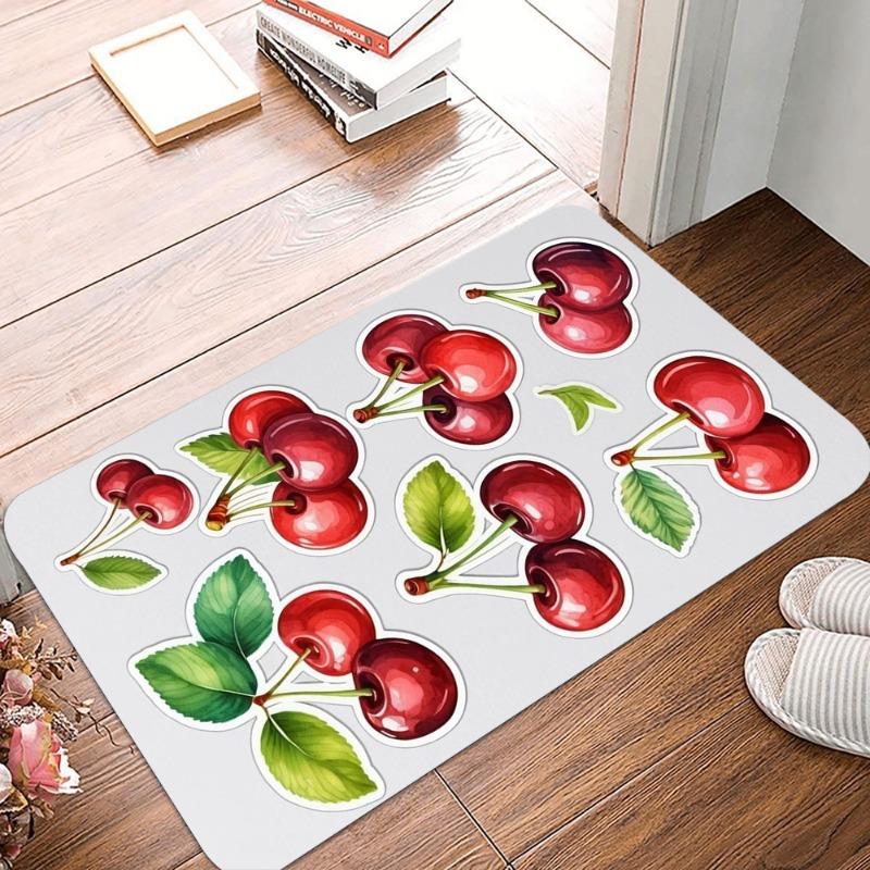 

Cherry Printing Non-Slip Small Rug Waterproof Easy To Clean Floor Mat for Indoor Outdoor Use Durable Home Decoration Beautiful 40x60cm