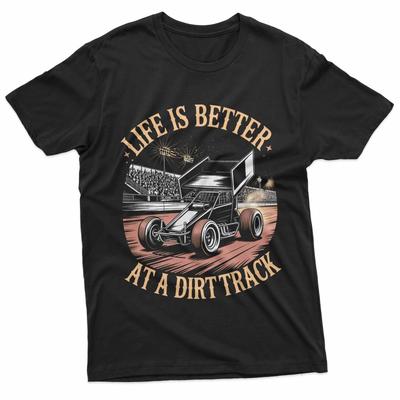 Dirt Sprint Car Racing Racetrack Dirt Track Racing 100% Cotton T-shirt Mens Tees Top
