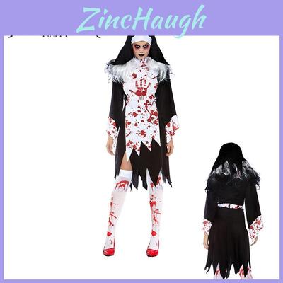 Scary Halloween Horror Nun Ghost Cosplay Costume For Women