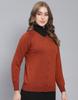 Monte Carlo Rust Multi Solid Round Neck Sweater