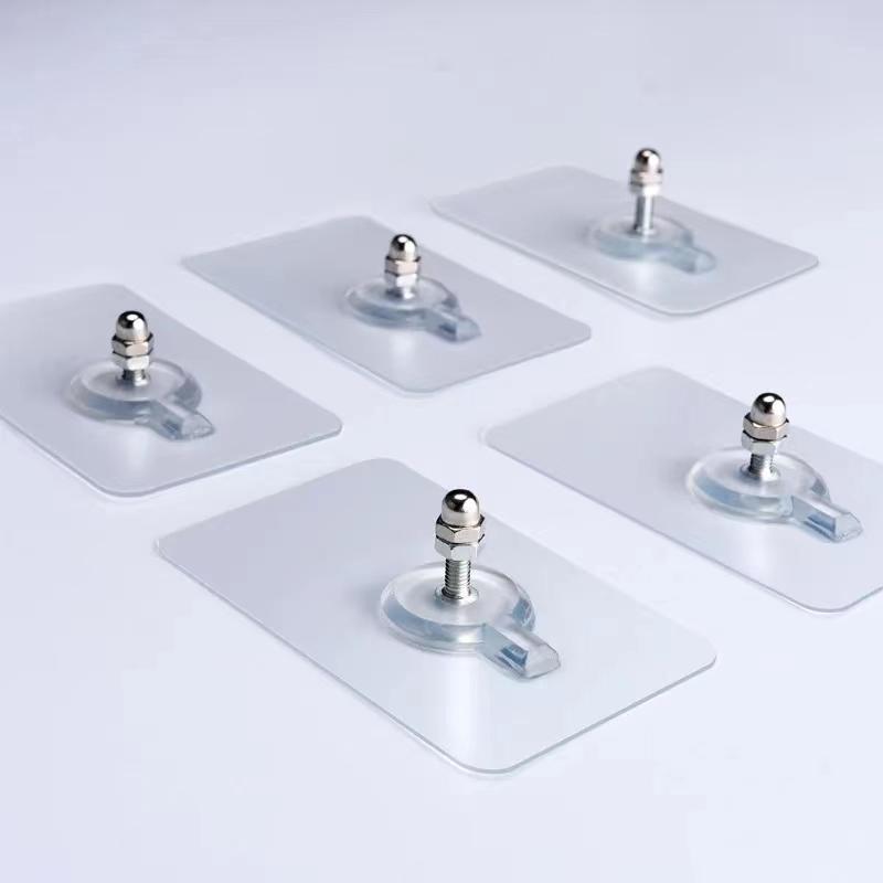 10Pcs Shelf Adhesive Wall Hooks Clear Closet Cabinet Shelf Pegs Wall Hangers Kitchen Bathroom Screw Hook Hanger