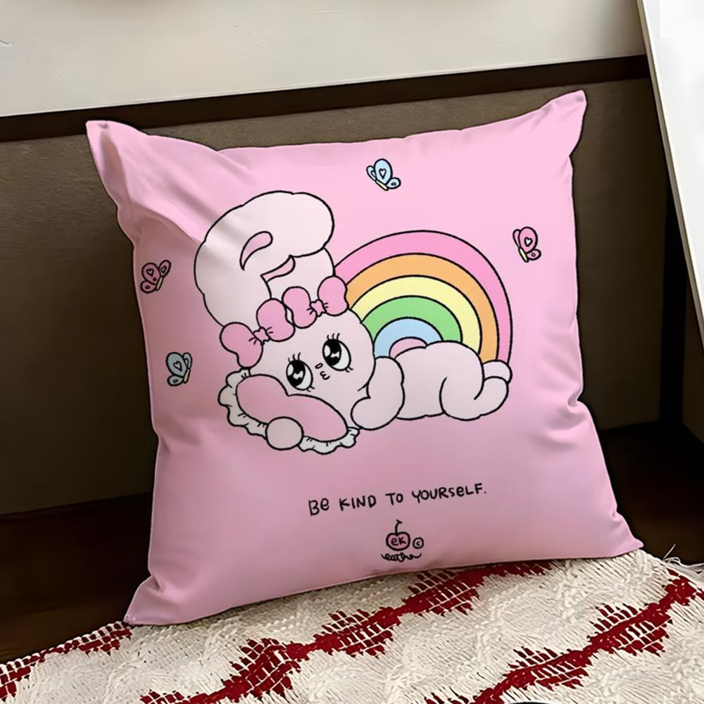 Cute EEsther Bunny Pink Cushion Cover Reversible Soft Durable Pillow Cover Home Car MultiScene Use for Daily Comfort