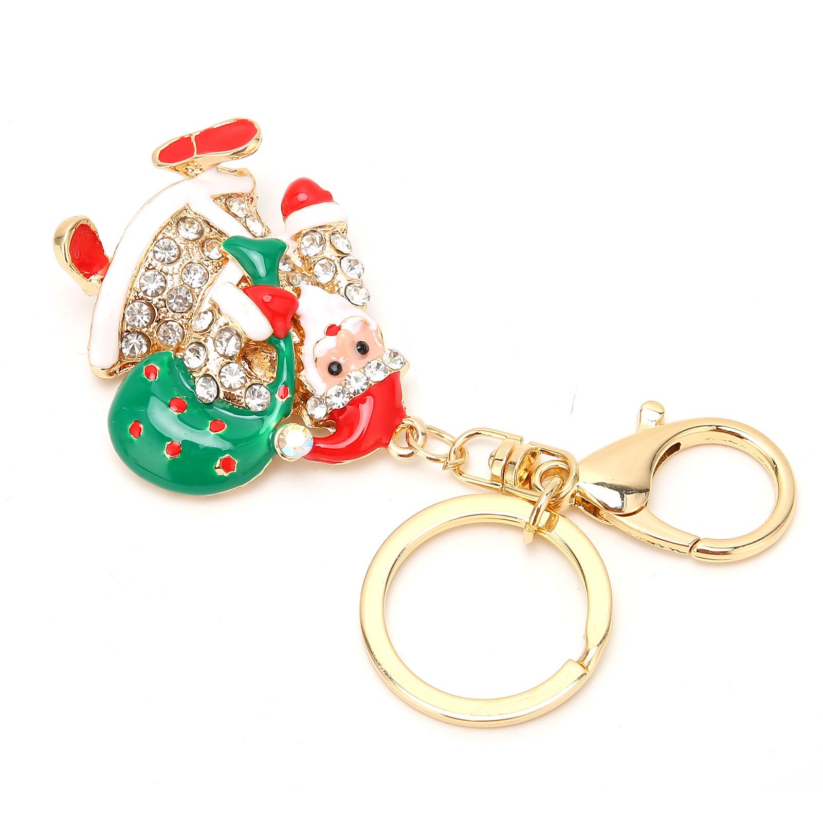 

Santa Claus Key Ring Chain Alloy Rhinestone Christmas Car Key Ring Pendant Gifts