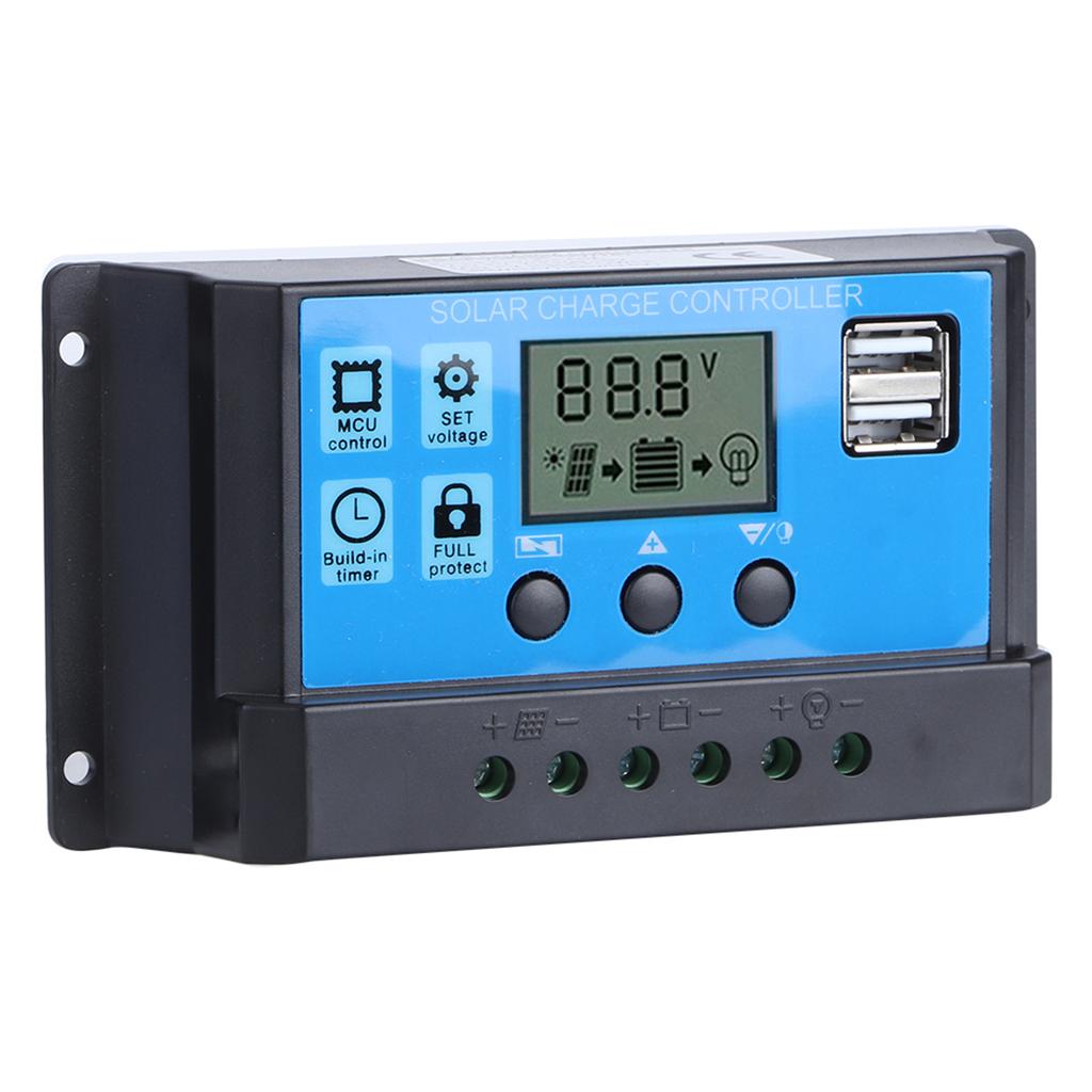 60A Solar Charge Controller with Dual USB Port 5V Auto PWM LCD Display Solar Panel Battery Regulator