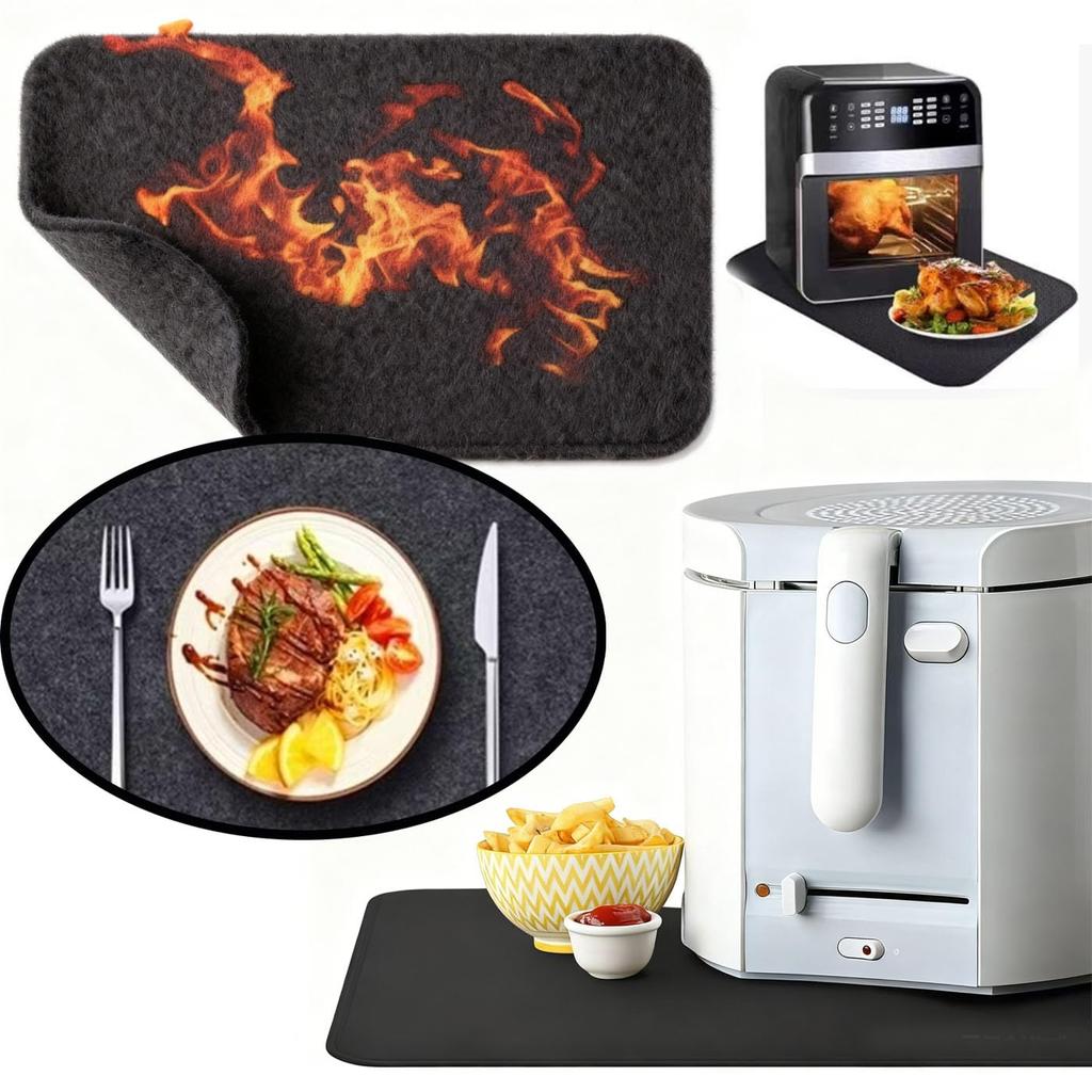 HUIKKJP Kitchen Silicone Heat Countertop Set of 3 x Microwave Heat-Resistant Sheet, 300℃ Insulation, Non-Slip Mat, Protection, (45 30cm, Safe)