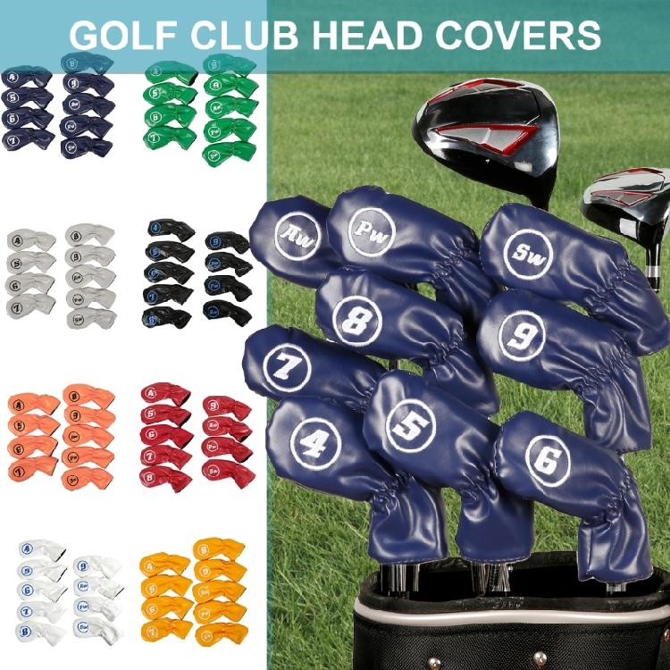 9Pcs Golfs Club Head Cover Fit Most Brands Golfs PU Leathers Iron Waterproof Golfs Club Headcover Golfs Iron Head Cover