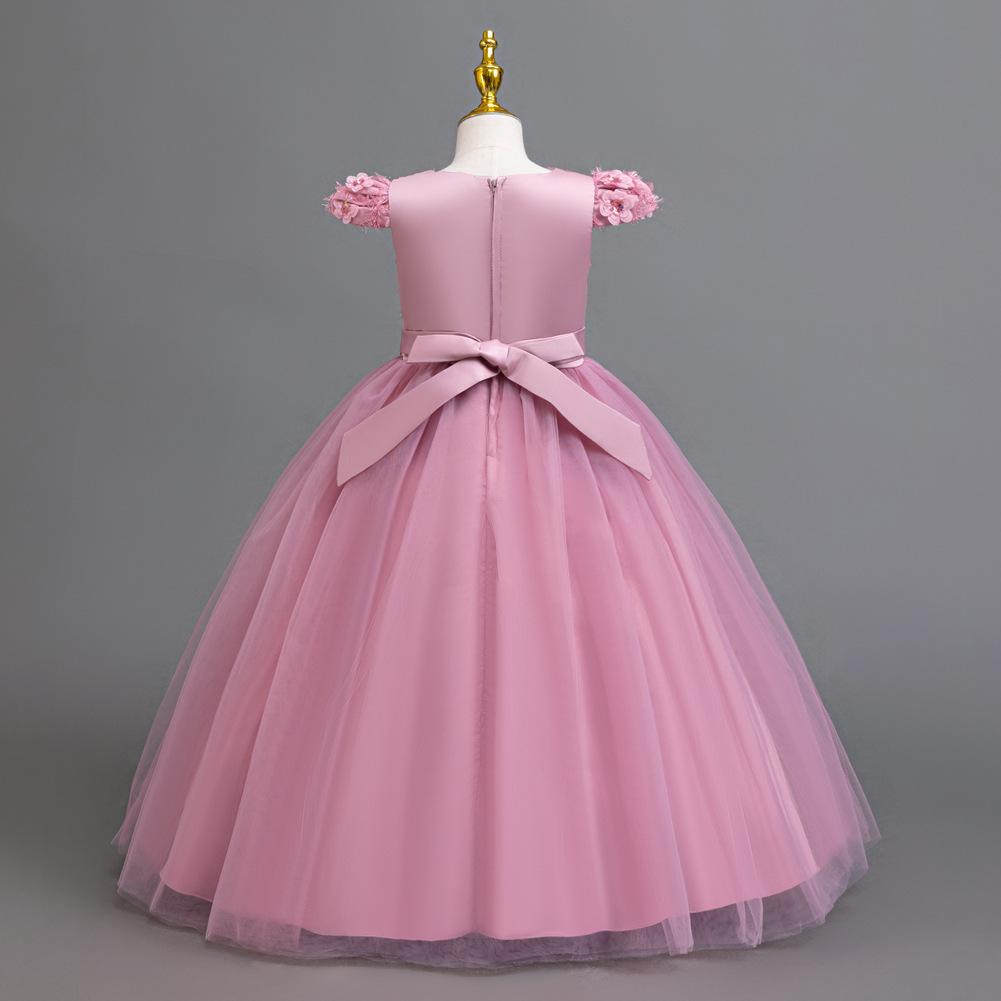 2026 Mädchenkleider Mittelgroße und Große Kinder Puffärmel Pailletten Hochzeit Blumenmädchen Klavieraufführung Prinzessinnenkleider Lang Lieblingskleid des Mädchens