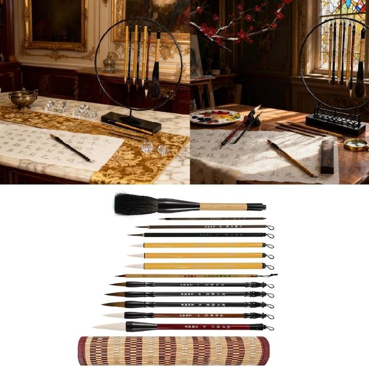 13Pieces Art Supply Set with Bamboos Materials for Traditional Calligraphy Hand Lettering