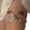 Elegant Thigh Chain Pearls Wing Leg Band for Women Unique Party Costume Accessory Multilayer Thigh Chain Tassels Charm Leg Garte