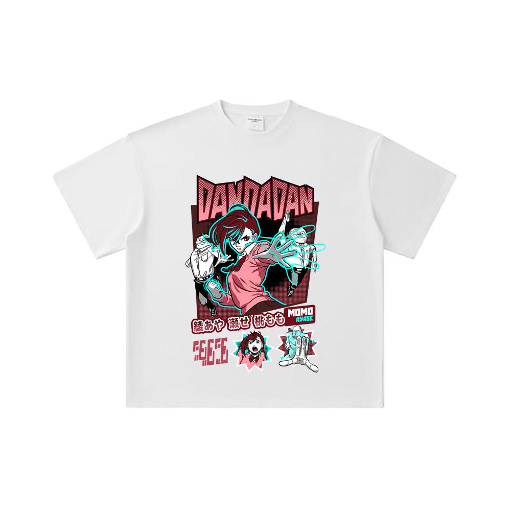 260 GSM Double Yarn 32 Count 100% Cotton Dandadan V15 Momo Print Unisex Heavy Cotton T Shirt