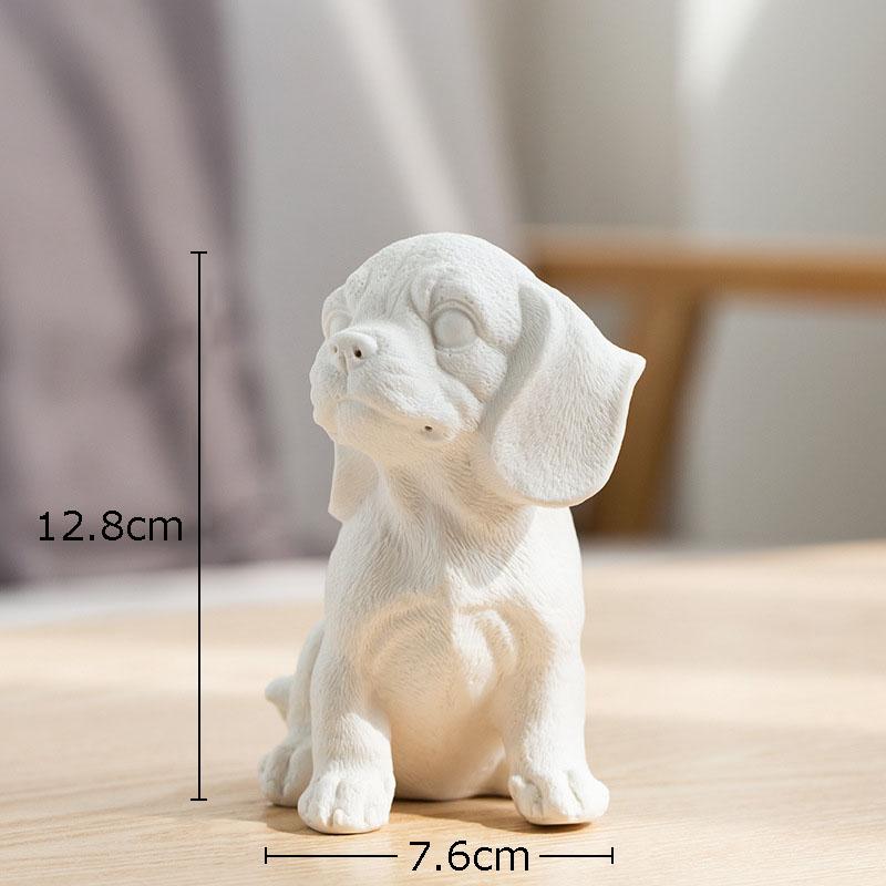 Lovely Puppy Ceramic Sculpture French Bulldog Ornaments Crafts White Dog Miniature Figurines Desk Decoration Animal Statue