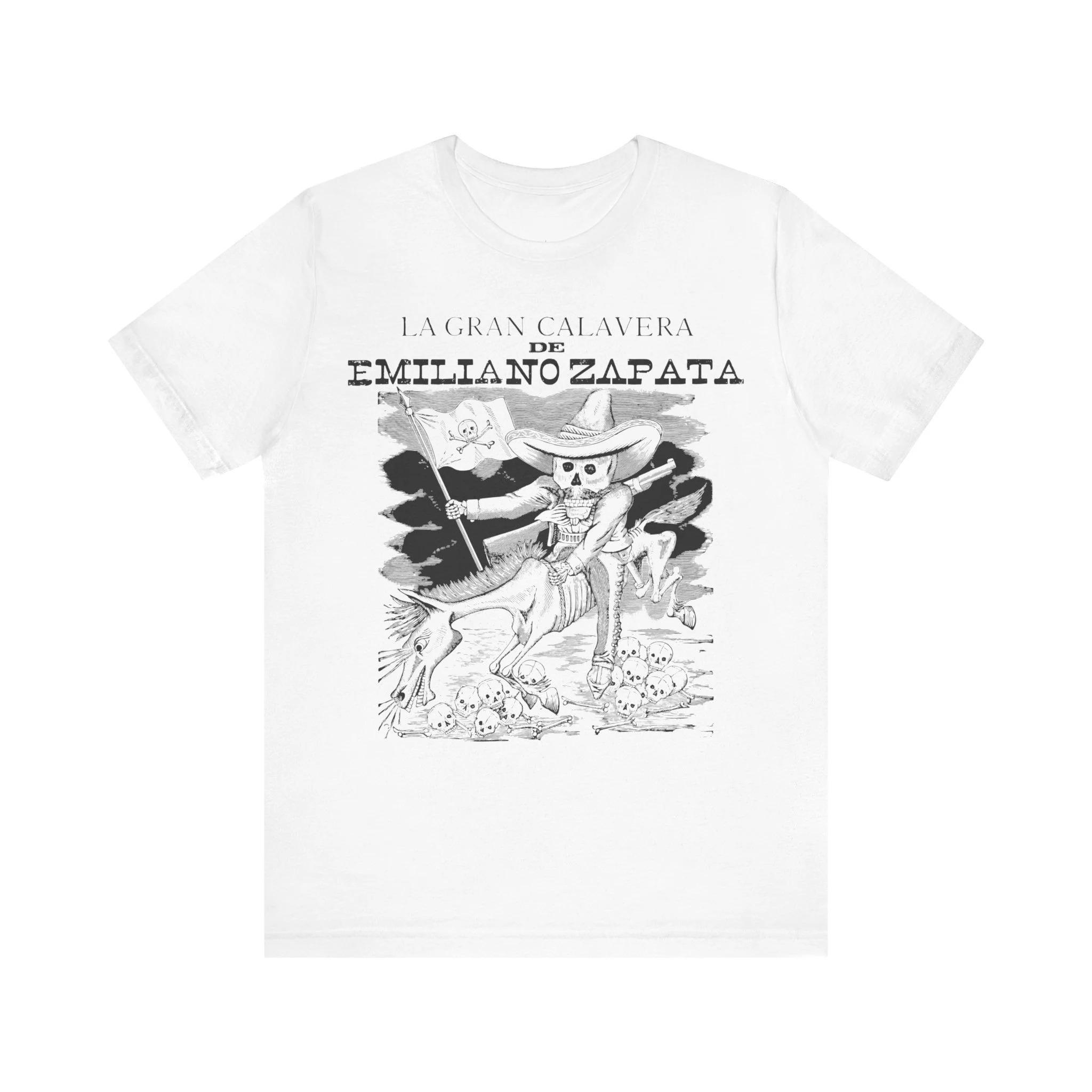 Calavera de Emiliano Zapata Jose Guadalupe Posada Shirt Mexican Heritage Tshirt Vintage Hispanic Folk Art Short Sleeve Tee S