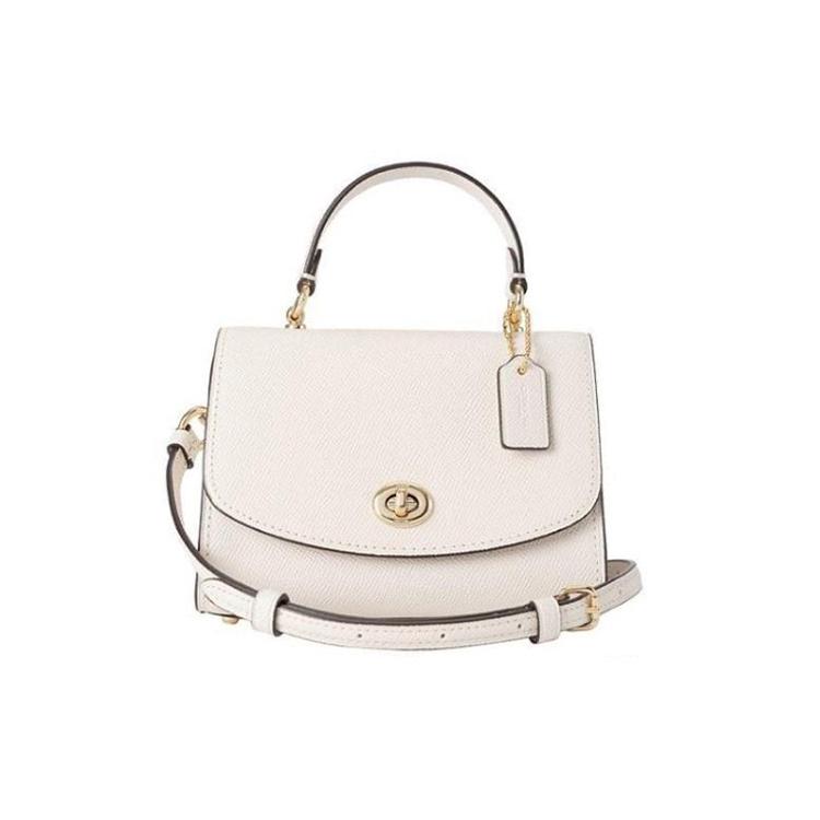 New COACH Litchi Grain Leather Handbags Shoulder Bag Crossbody Bag Mini Women's White 3077-IMCHK