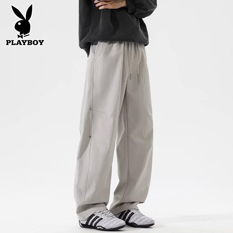 PLAYBOY Men's Loose Straight-Leg Wide-Leg Casual Pants