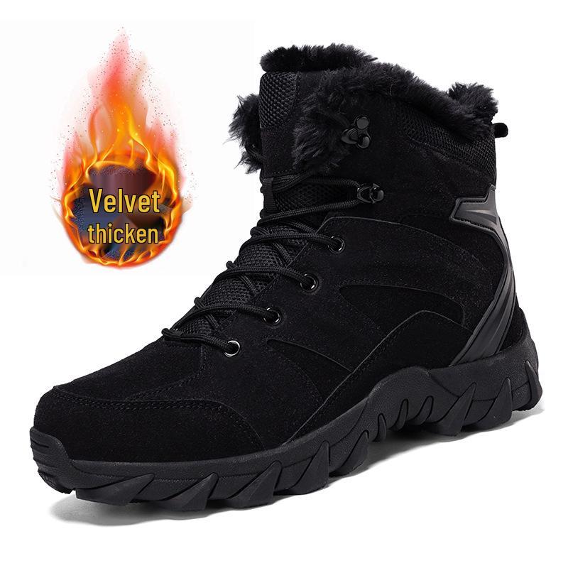 

Men s Plus Size High-Top Snow Boots - Velvet Lined, Warm, Outdoor Tactical, Anti-Slip. 47