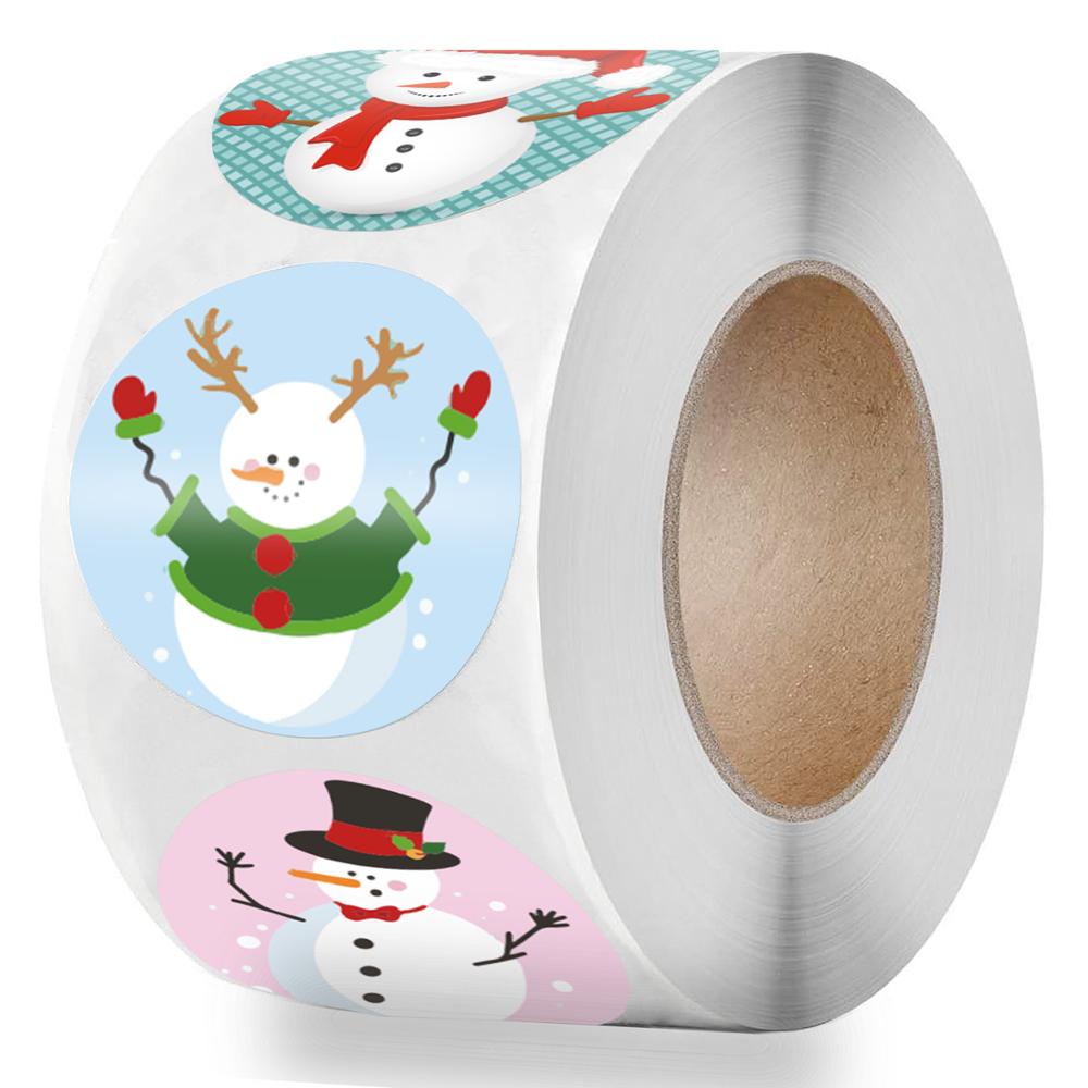 50-500pcs Happy Christmas Day Animal Stickers Paper 6 Designs Sticker Snowflake Christmas Label Gift Box Decoration Sticker