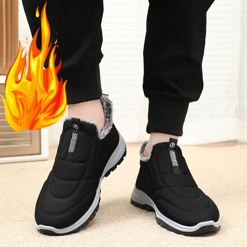 Pánské zimní vysoké boty s fleecovou podšívkou Outdoorové protiskluzové boty do sněhu Krátké kozačky podšité tlustým kožíškem Pánské teplé měkké tenisky