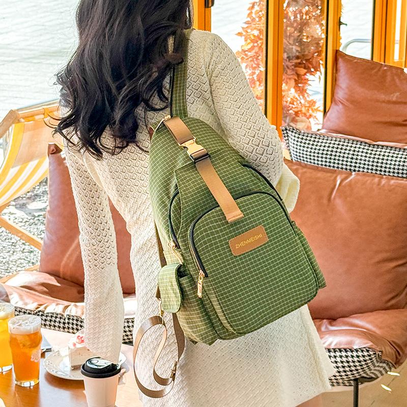 Leichte Brusttasche für Damen Kariert Mehrzweck-Rucksack