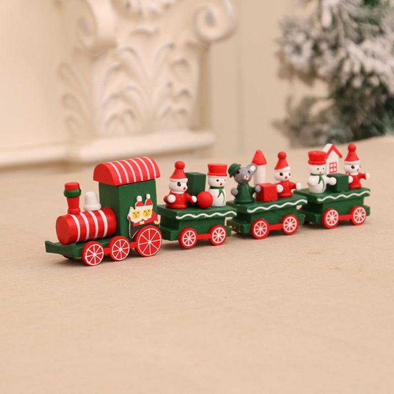 Hand Carved Wooden Holiday Train Display Toy Ornament For Seasonal Home Decoration And Decorative Kids Room Accent