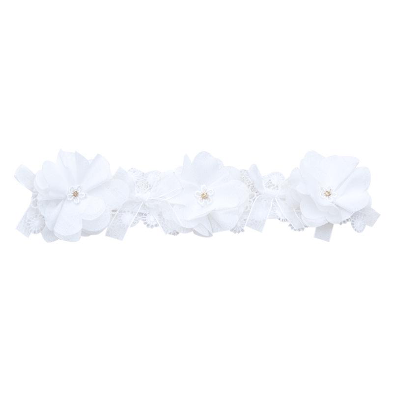 Baby White Lace Flower Headband with Bow for Girls – Sweet Princess, Birthday, Hundred Days Elastic Headband.
