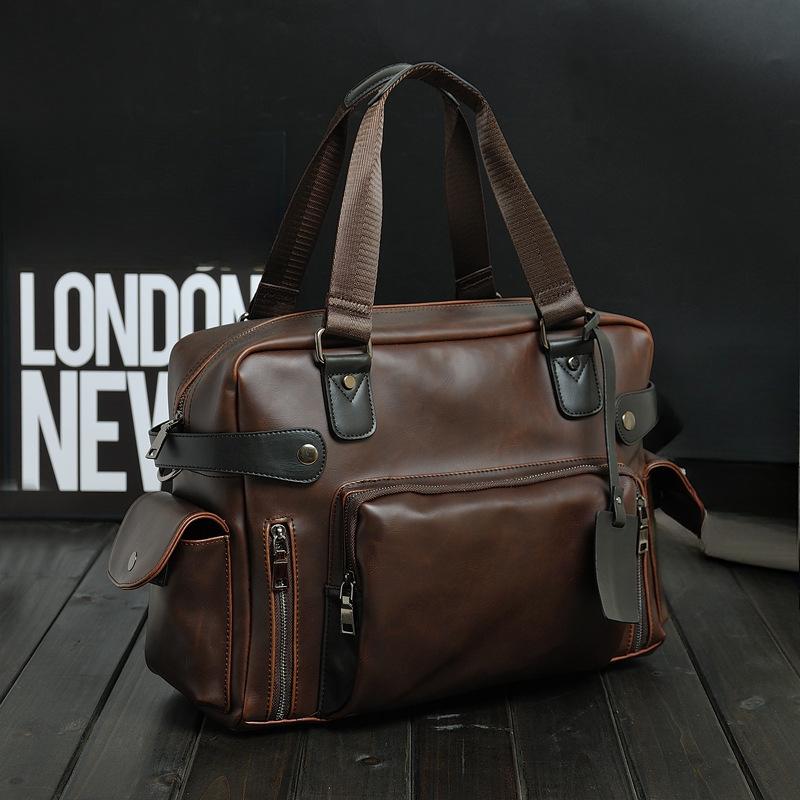 The New Crazy Horse Leather Korean Men's Bag Casual One-shoulder Messenger Bag Handbag Travel Bag Large-capacity Men's Trendy Bag