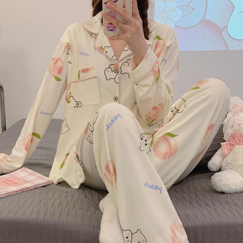 Spring  Autumn Postpartum Pajamas - Pure Cotton Maternity  Nursing Wear XXXL (Up to 170 jin)