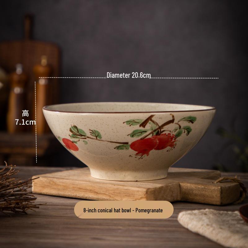 Vintage Ink Wash Ceramic Dòulì Noodle Bowl - High-Footed Underglaze Tableware for a High-End, Unique Feel.