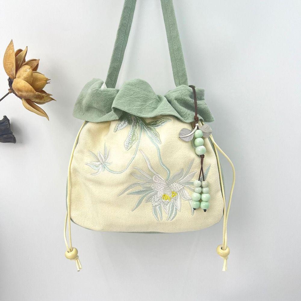 

Rabbit Embroidery Crossbody Bag Handbag Small Messenger Bag Cute Flower Drawstring Bucket Bag Gift Style J