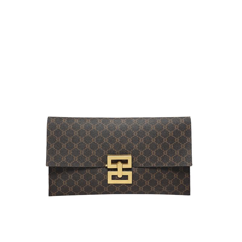 Women's Spring 2024 Slim Crocodile Pattern Clutch: Patent Leather Envelope Bag and Wallet