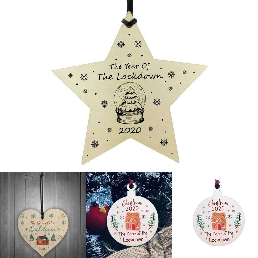 Decorations Gift Christmas Hanging Bauble Wooden The Year Of The 2020 Lockdown