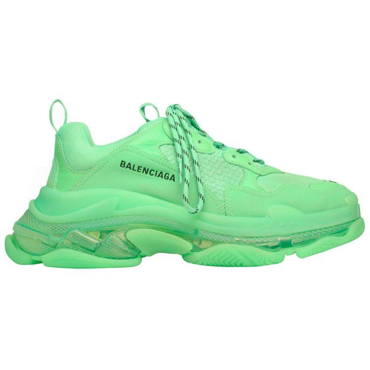 Balenciaga Triple S Top Grain Cow Leather Mesh Low Top Chunky Sneakers Men's Green 541624W2CF13801
