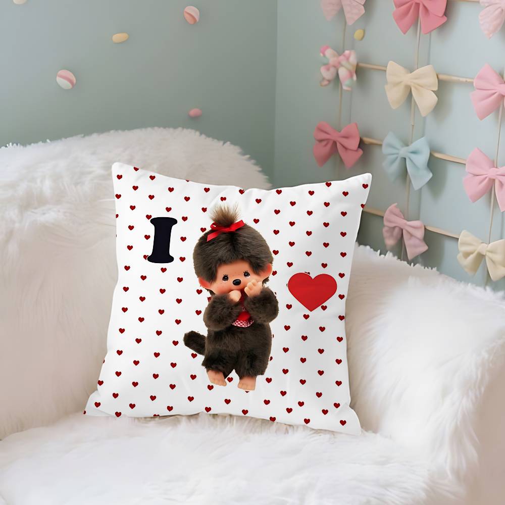MMonchhichis Case Plush Fabric Soft Pillowcase Double Sided Print Cushion Cover Household Gifts