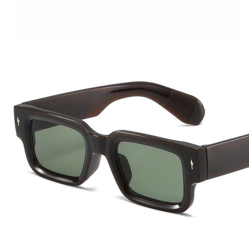 Fashion Retro Thick Leg Square Frame Sunglasses Men Women Popular Brand Small Frame Rice Nail Sun Glasses Oculos De Sol